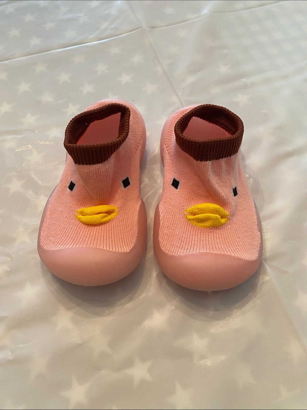 Pink Duck Sock Shoes with Yellow Beak - Baby & Walker
